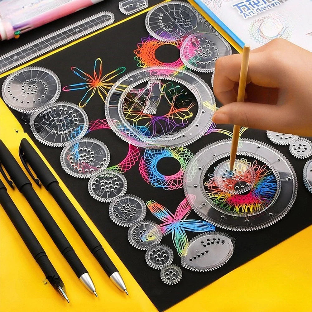 22-Piece Spirograph Ruler Set – Geometric Drawing Art Tool Kit