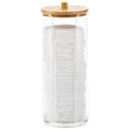 Cosmetic Cotton Organizer, Cosmetic Ball Organizer with Bamboo Lid, Bathroom Storage Bottle, Desktop Hair Accessories Organizer Oasis Select Clear