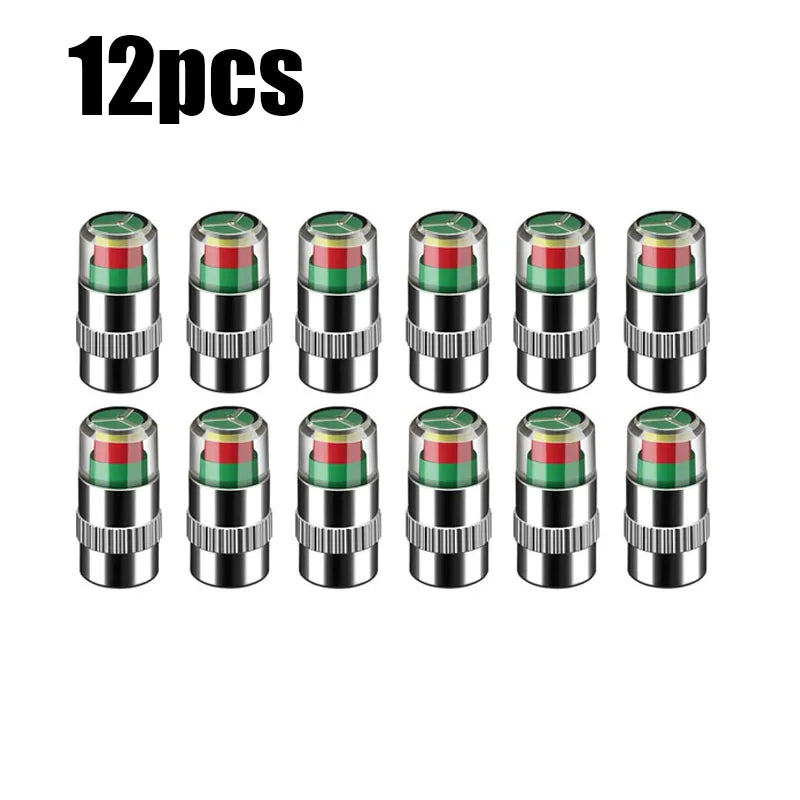 4/8/12/24pcs Bar Car Tire Pressure Guage Cap Sensor Indicator Alert Monitoring Tool Tyre Cap Indicator Alert Air Pressure Gauge Oasis Select 12pcs
