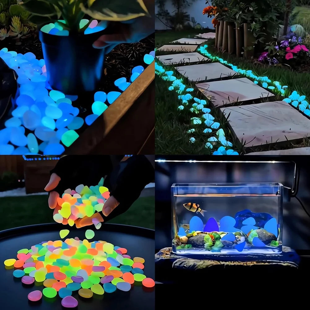 Glow in the Dark Pebbles – 200pc Luminous Garden & Aquarium Stones