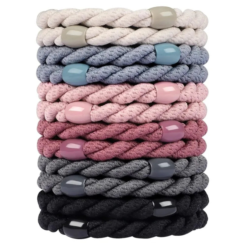 12pcs No Damage Elastic Bracelets Cute Hair Tie Bands Cotton Bands Soft Woven Ponytail Holders for Girls and Women Accessories Oasis Select