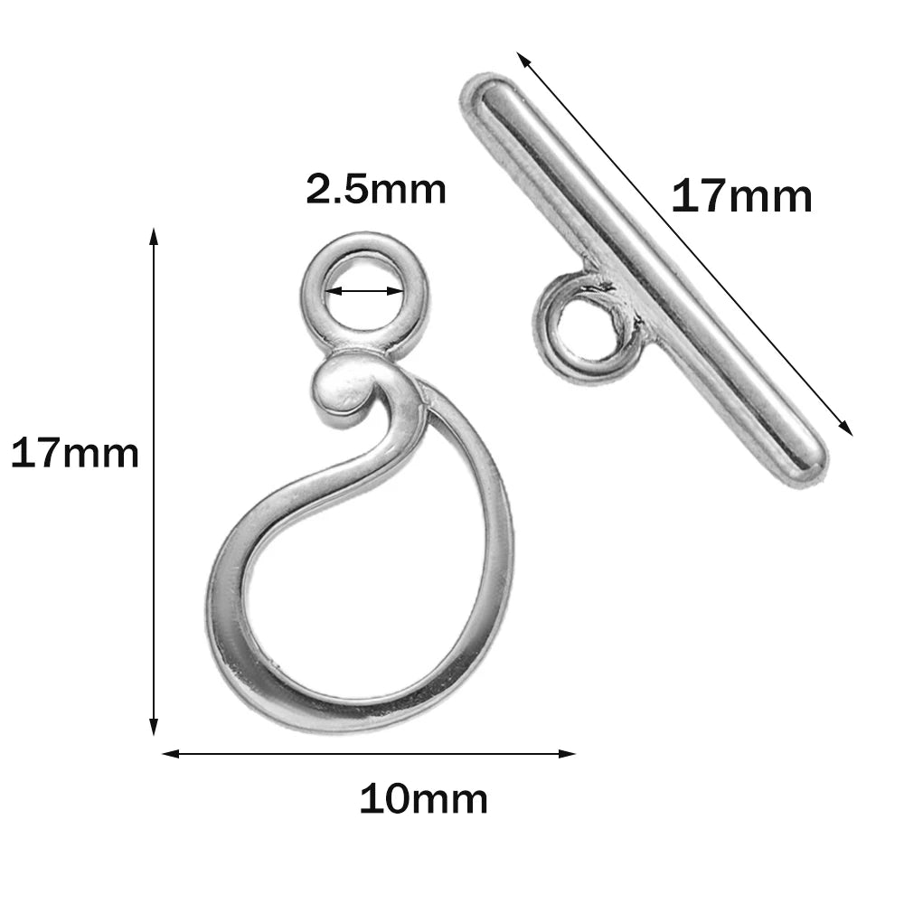 5 Sets Stainless Steel Toggle Clasp T-bar Closure Ring Fastener Hook End Connectors for DIY Necklace Bracelet Jewelry Making Oasis Select Steel 17x10mm