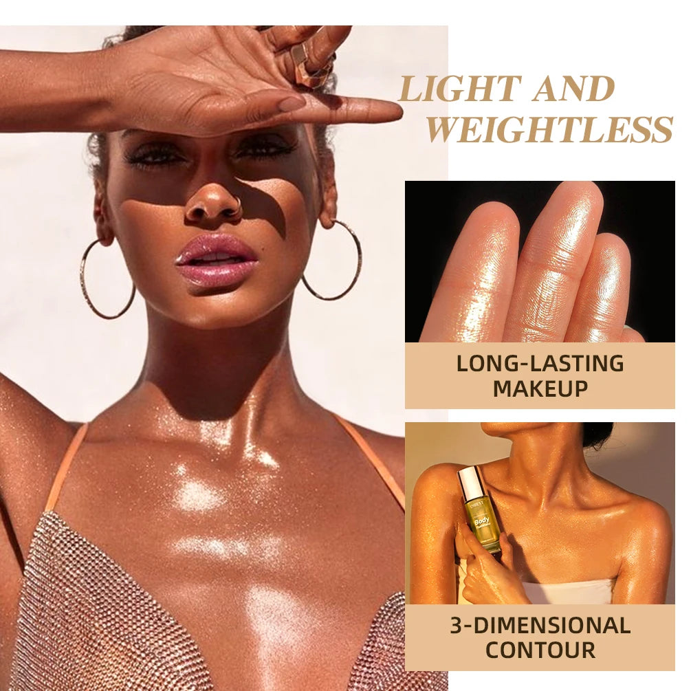 QIBEST 5-Color Liquid Highlighter – Body & Face Shimmer Glow