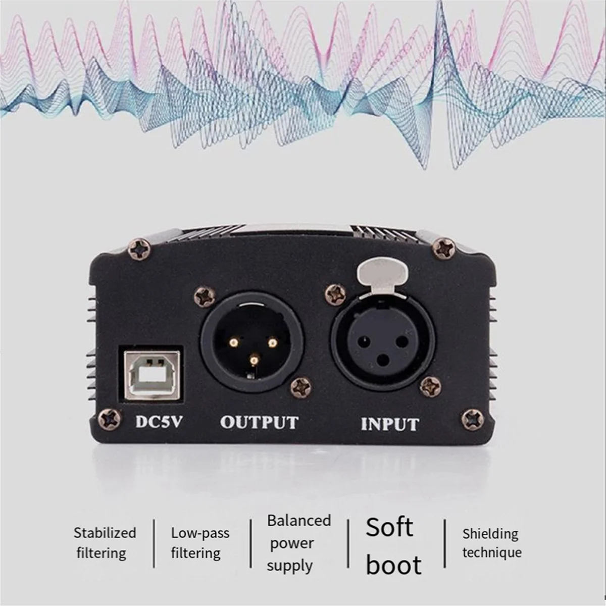 1-Channel 48V Phantom Power Supply with XLR 3 Pin Microphone Cable for Condenser Microphone Music Recording Equipment Oasis Select