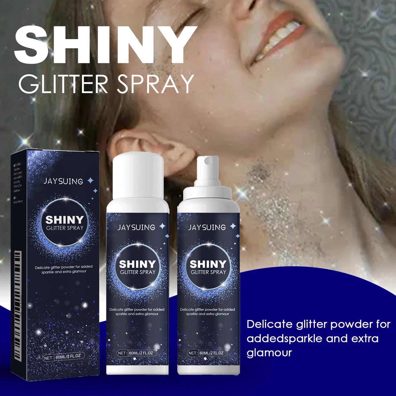 Radiant Silver Glitter Spray - Instant Holographic Highlight for Hair & Body - Sparkling Shimmer Makeup for Parties Oasis Select
