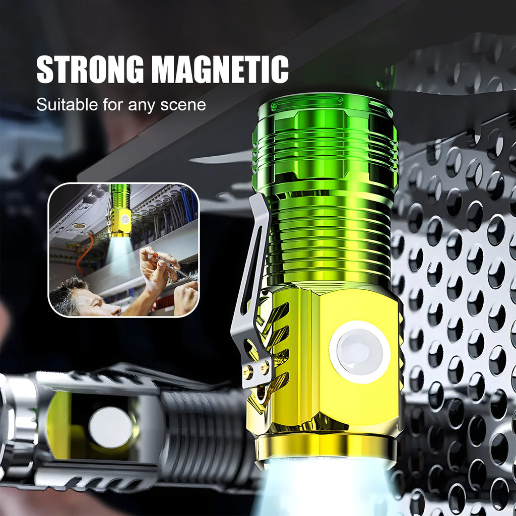 MINI High Power LED Flashlight Built-in Battery Rechargeable with Pen Clip Torch Outdoor Waterproof Camping Emergency Lantern Oasis Select