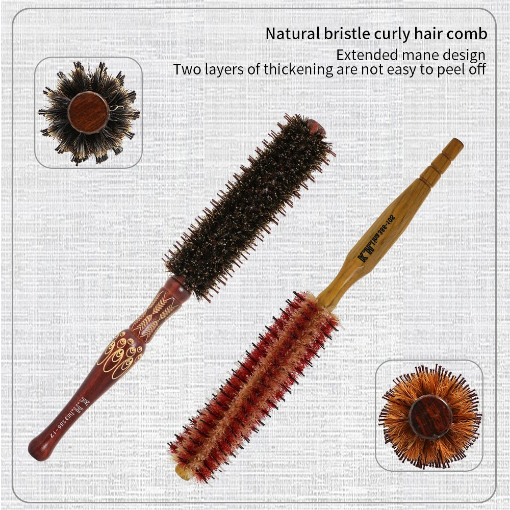 Wooden Round Hair Brush – Anti-Static Boar Bristle Styling Tool Round Hair Brush Oasis Select
