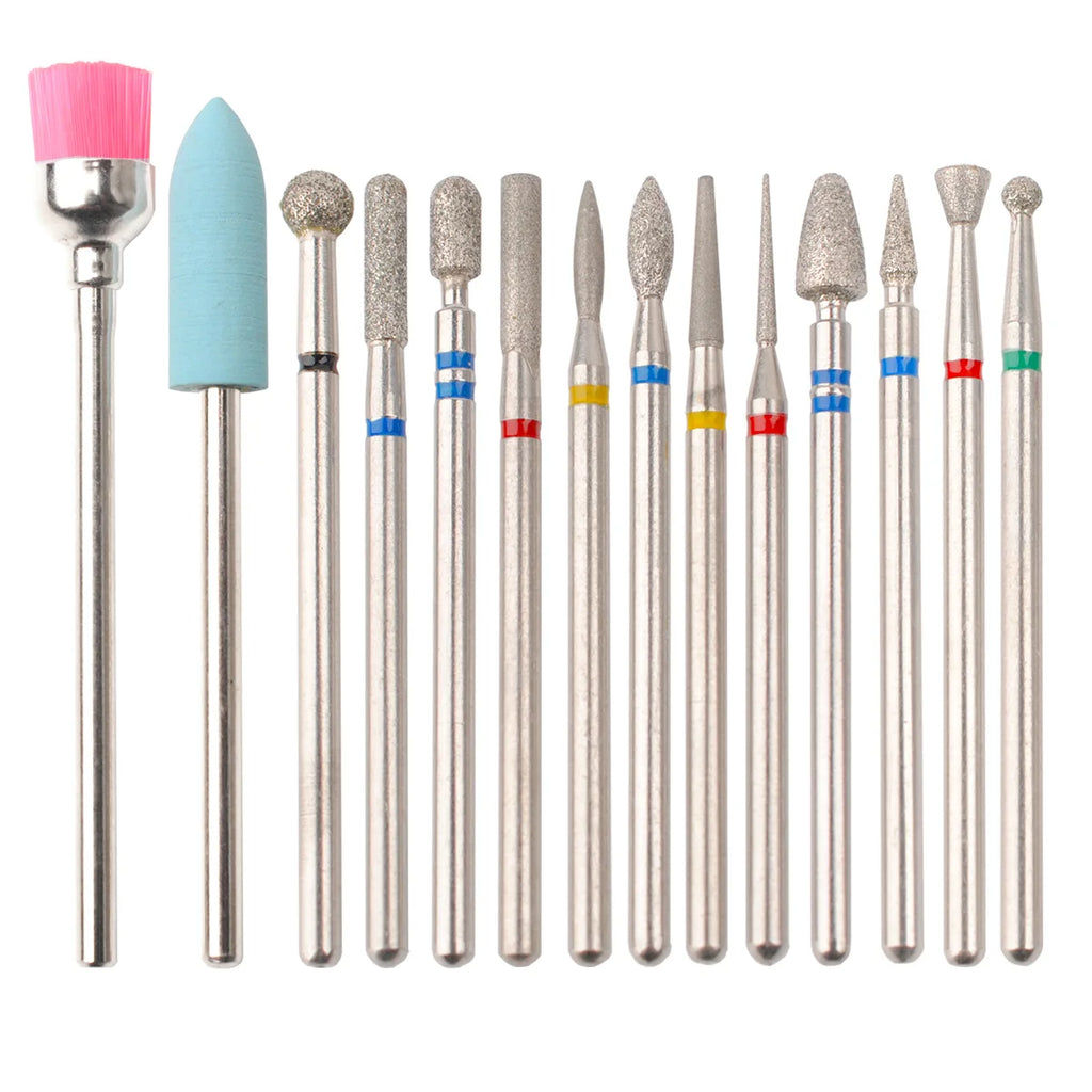 14pcs/set Nail Drill Machine Bit Nail Gel Removal Polishing Tools Pedicure Manicure Rotary Grinding Buffer Polisher Oasis Select Set1
