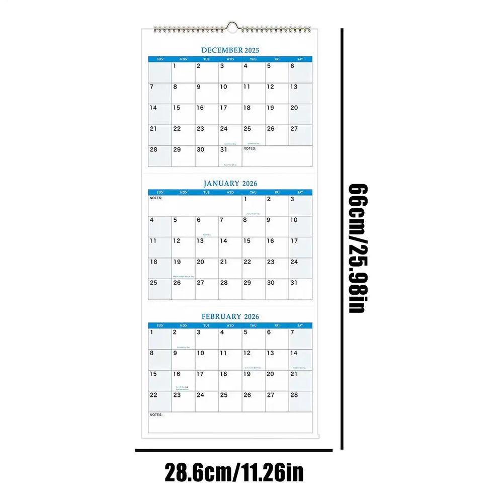 2025-2027 Vertical Yearly Wall Calendar 3 Month Wall Calendar Planners Organizers for Meeting Notebook Daily Schedule Pared Home Oasis Select White