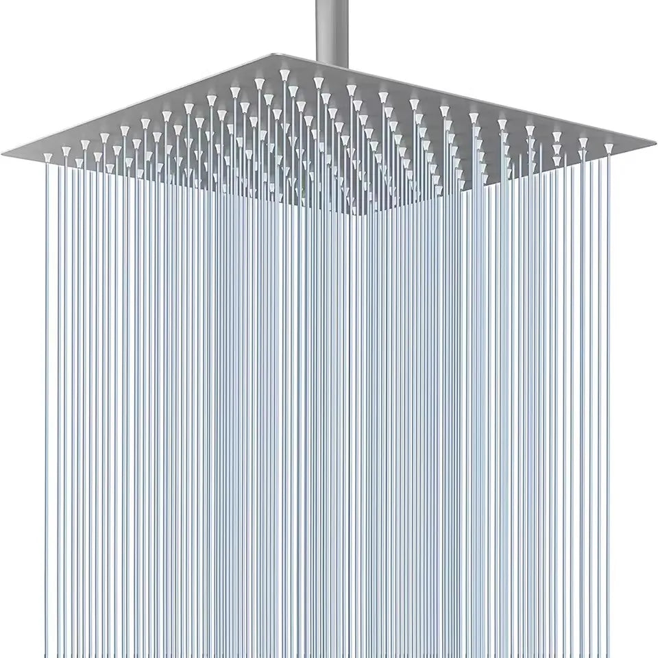 New 1pcs 8/10/12 Inch Rainfall Shower Head Stainless Steel Ultra Thin Waterfall High Pressure Water Saving Bathroom Accessories Oasis Select Sliver Shower 12 inch
