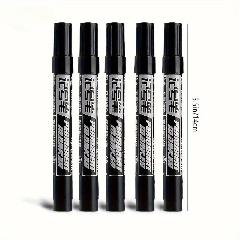 5/10pcs Waterproof Permanent Markers, Large Capacity Black Ink, Oil-Based, Ideal for Office & Marketing Use 마카펜 Oasis Select