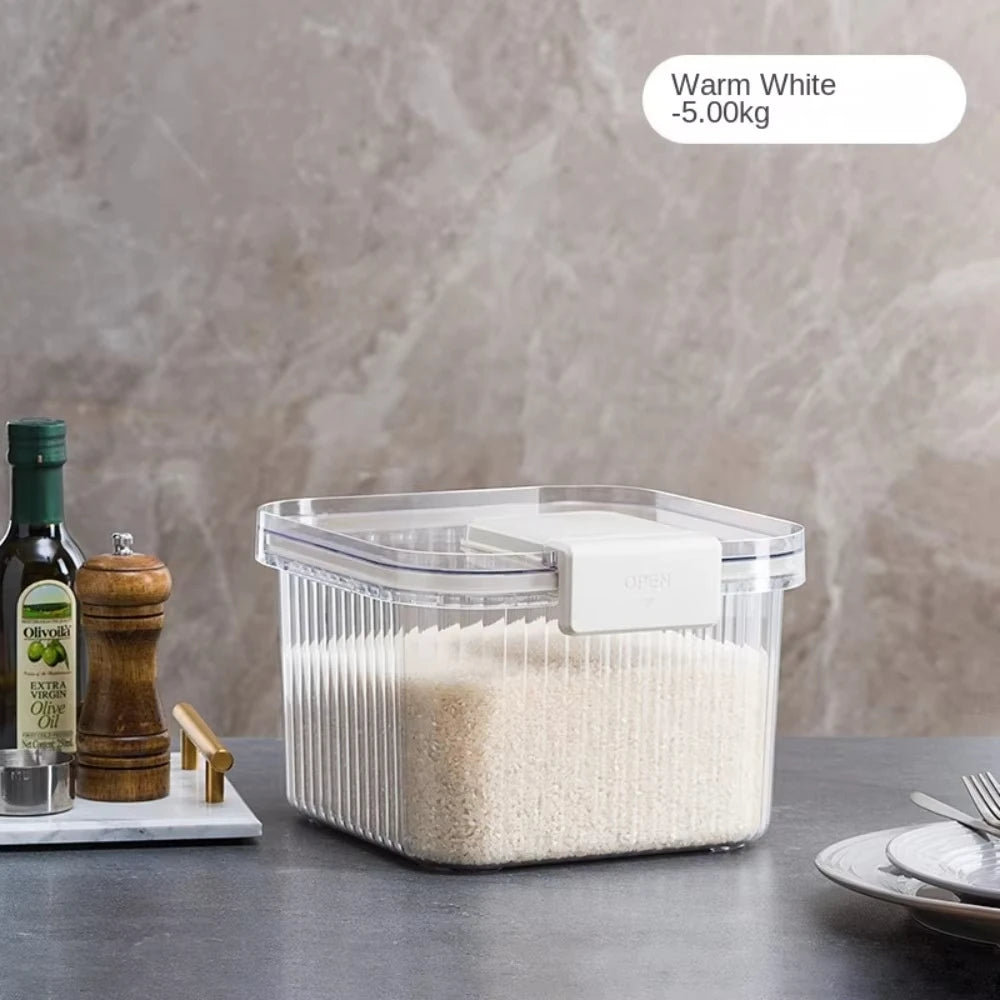 Sealed Rice Container - Household Use, Large Capacity Moisture-Proof, Kitchen Grain Jar, Insect-Proof Rice and Flour Storage Jar Oasis Select white 5kg