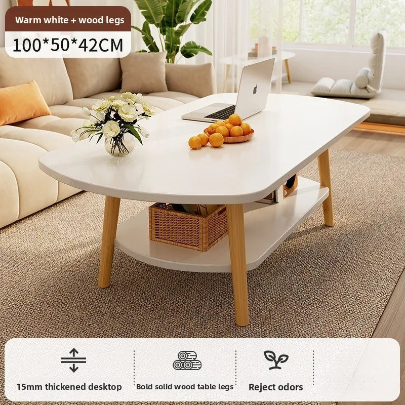 Coffee table living room small apartment multi-functional small tea table Nordic simple homestay double-layer small table Oasis Select B-Y-100CM