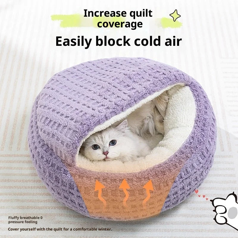 New Cat Nest Winter Semi-closed Warm Four Seasons Universal Winter Thickened Cat Sleeping Nest Shell Nest Cat Bed Dog Bed Oasis Select