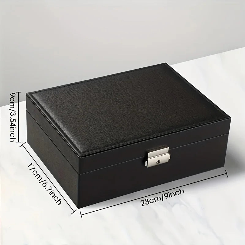 1pc Simple Double-layer Jewelry Storage Box for Ring Necklace Storage with Lock Decoration Jewelry Packaging Jewelry Organizer Oasis Select
