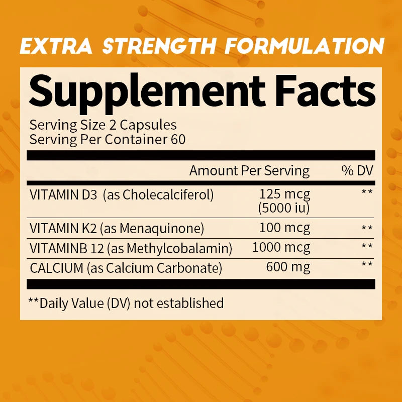 BBEEAAUU Calcium Supplement with Vitamin K2+D3 Prevent Bone Loss, Promote Bone Density and Joint MobilityVegetarian,Gluten Free Oasis Select