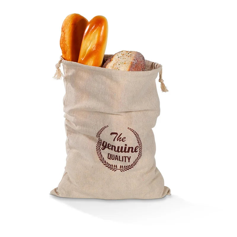 2026 New Arrival！Linen Bread Bags Reusable Portable Drawstring Kitchen Organizer Home Homemade Artisan Bread Storage Bag Oasis Select