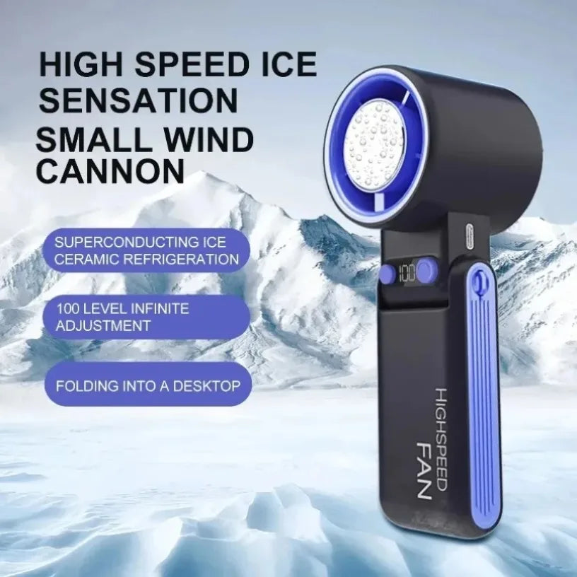 Bladeless Handheld Fan 100 Speeds Ice Porcelain Cooling 4000mAh USB Rechargeable Foldable Desktop Fan For Home Office Outdoor Oasis Select
