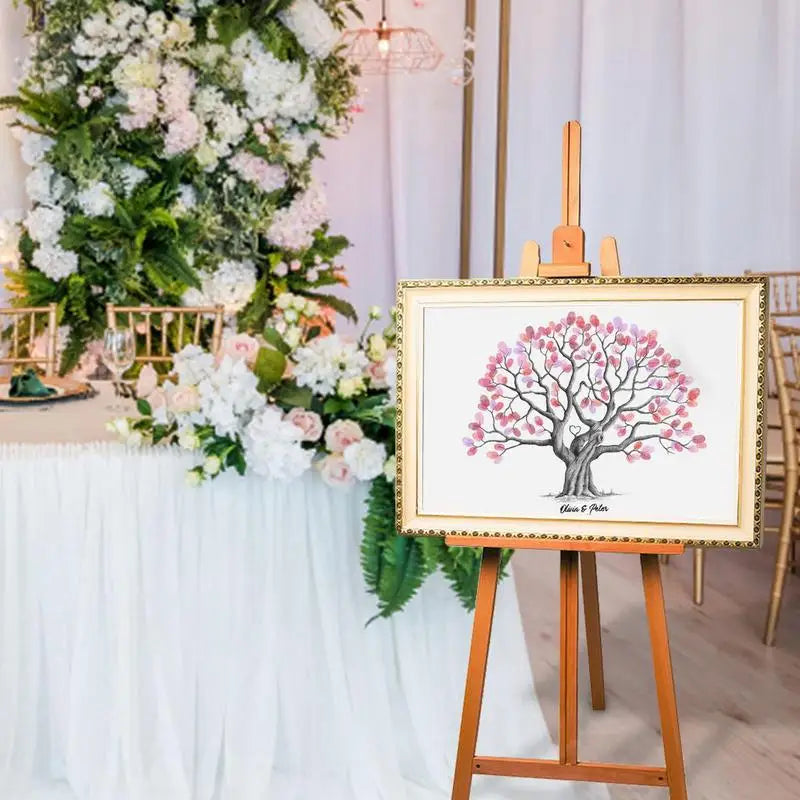 Fingerprint Tree Wedding Graduation Fingerprint Tree Canvas Guest Book DIY Creative Sign-In Book Waterproof for Birthday Wedding Oasis Select