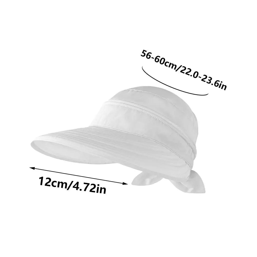 Wide Brim Sun Hat Foldable Anti-UV Beach Visor Caps Hats Ladies Summer Outdoor UV Protection Travel Beach Sport Hiking Caps Oasis Select White