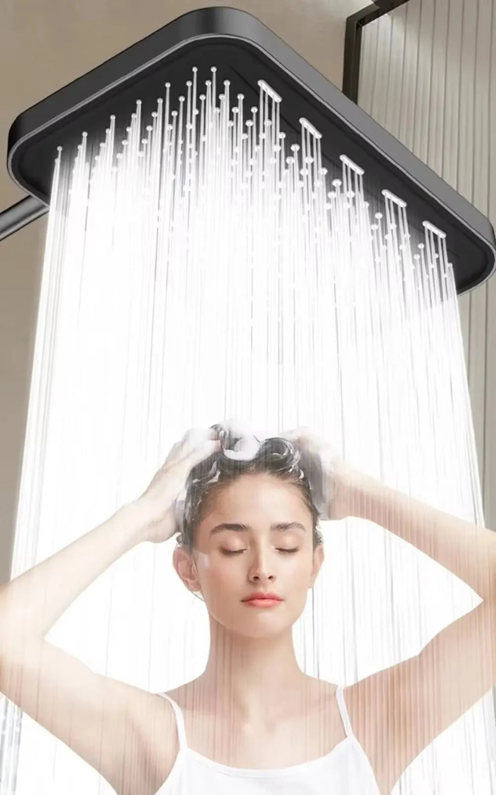 New 36CM High Pressure Top Spray Rain Shower Head Larger Flow Supercharge Rainfall Showerhead 360° Swivel Water Saving Set Oasis Select