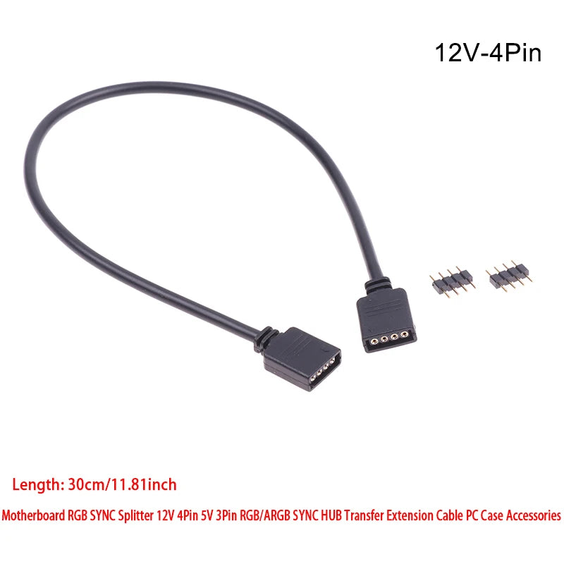 DC 5521 to 4-Pin PWM 2-Way PC Fan Power Adapter Cable 12V