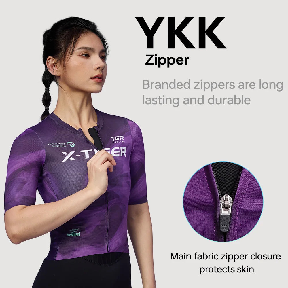 X-TIGER Cycling Jersey Women Outdoor Breathable Quick-drying Short Sleeve Pro High Elastic For Long Distance Bicycle Clothing Oasis Select