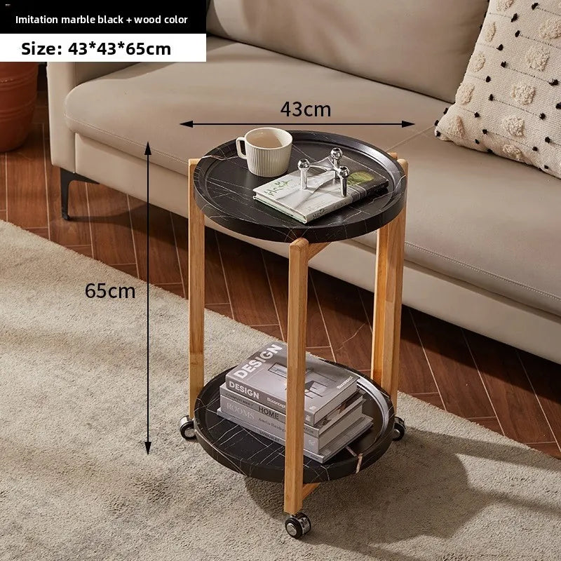 Multi-functional Movable trolley side table Living room coffee table Movable coffee table sturdy and durable Oasis Select Log color rack D