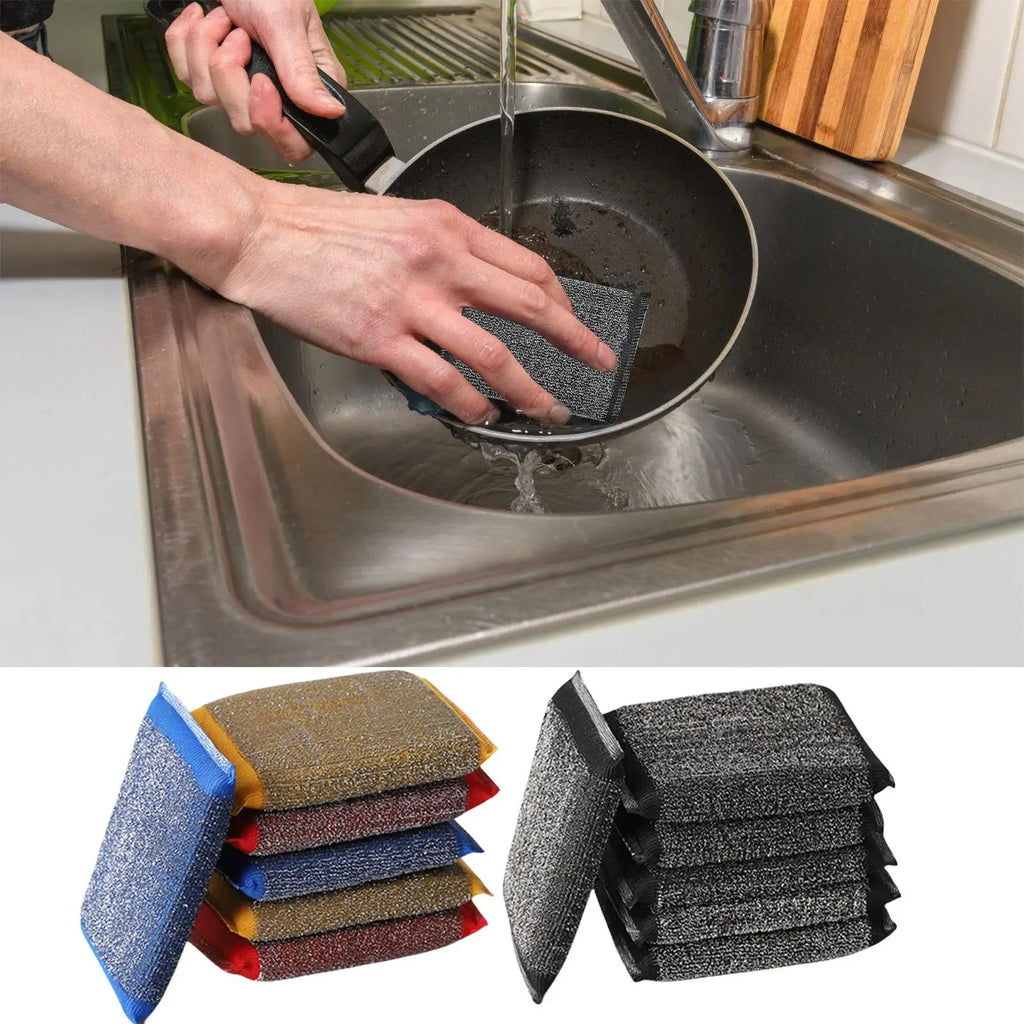 6Pcs Kitchen Dishwashing Sponge Does Not Hurt Pot Brush Pot Artifact Household Scratch-free Sponge Wipe Brush Cleaning tools Oasis Select