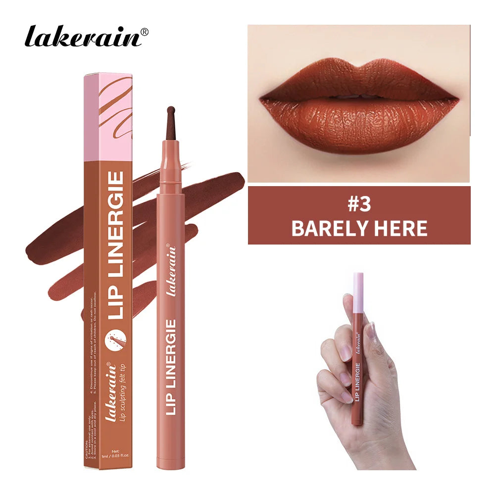2-in-1 Lip Contour Lip Stain Pen Smudge-proof Non-stick Cup Moisturizing Lip Makeup Cosmetic Dual-Sided Tip Lip Stain & Liner Oasis Select Color 3