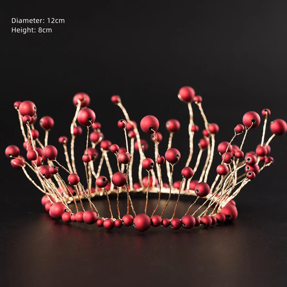 Rhinestone Crown Baking Cake Topper Headwear Decoration Children's Hair Accessories Princess Wedding Birthday Party Supplies New Oasis Select Red-12.5x8cm CHINA