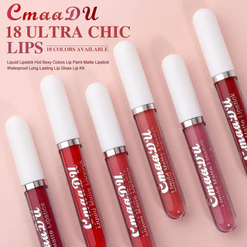18 Color Waterproof Liquid Matte Lipstick Long Lasting Sexy Red Moisturizing Lip Gloss Velvet Non-Stick Lip Tint Makeup Cosmetic Oasis Select