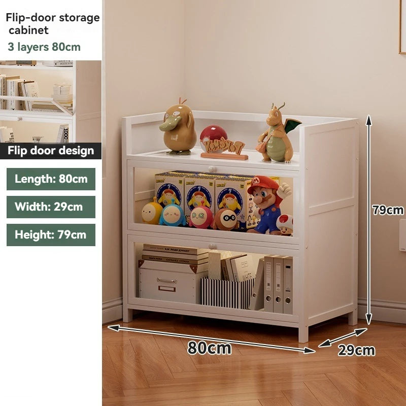 Bookcases, shelves, floor standing household storage cabinets, children's bookshelves, dust-proof acrylic cabinets, doors, stora Oasis Select white-3-80cm