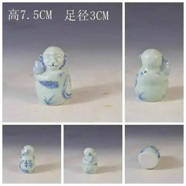 Porcelain Republic Of China Style Blue And White Zodiac Inkstone Tea Pet Study Room Desk Ornament Oasis Select Monkey