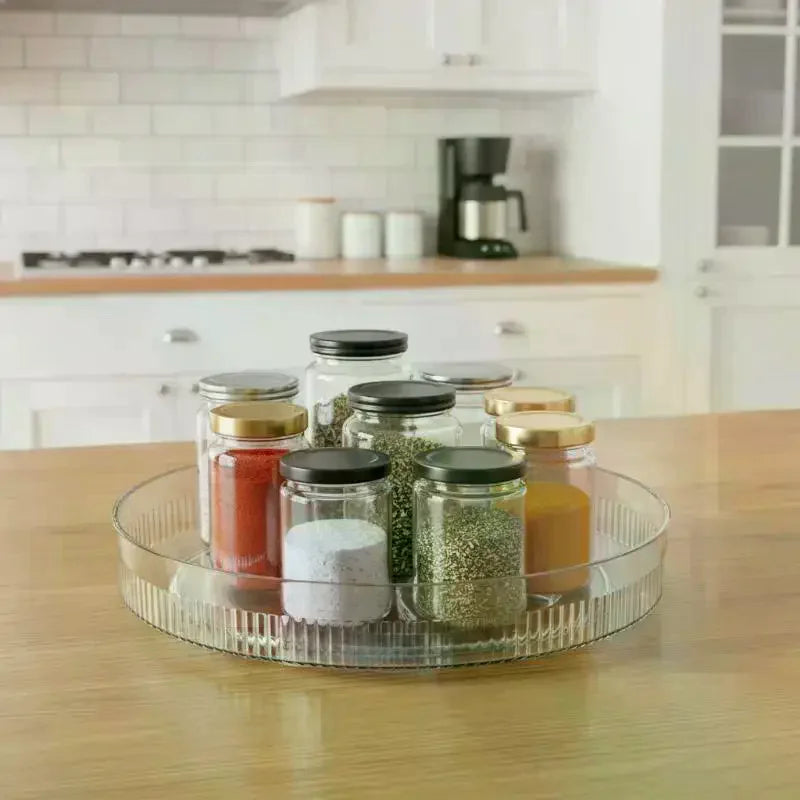 Clear 360 Degree Rotating Perfume Storage Tray 1Pcs Makeup Organizer Display Case for Vanity Desktop Bathroom Countertop Oasis Select