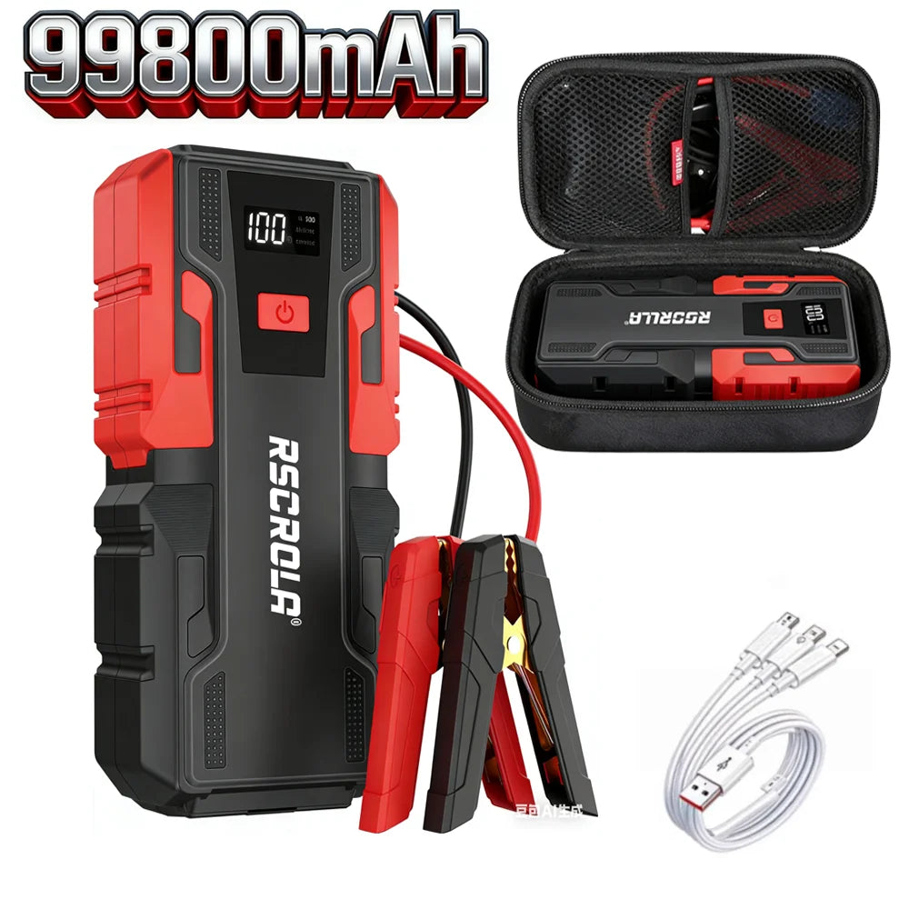 New 12V 99800mAh Car Jump Starter ,Portable Emergency Power Bank Battery Booster with LED Light, USB, for SUV Van Motorcycle ATV Oasis Select