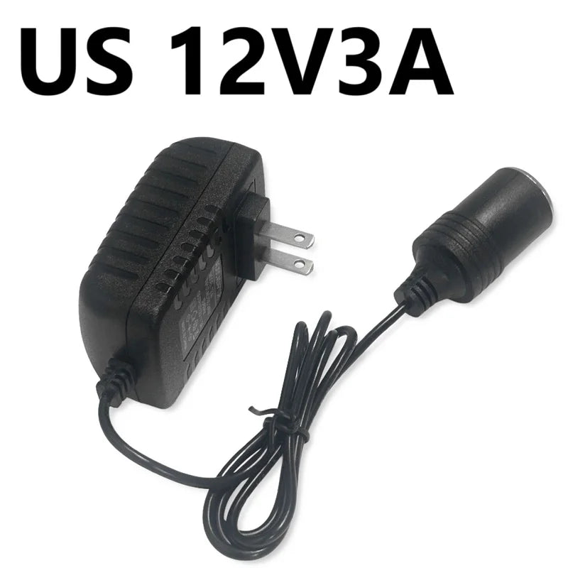  220V AC to 12V DC Car Charger Transformer EU US AU UK Plug Portable Car Cigarette Lighter Socket Adapter Converter Parts Oasis Select US Plug 12V3A