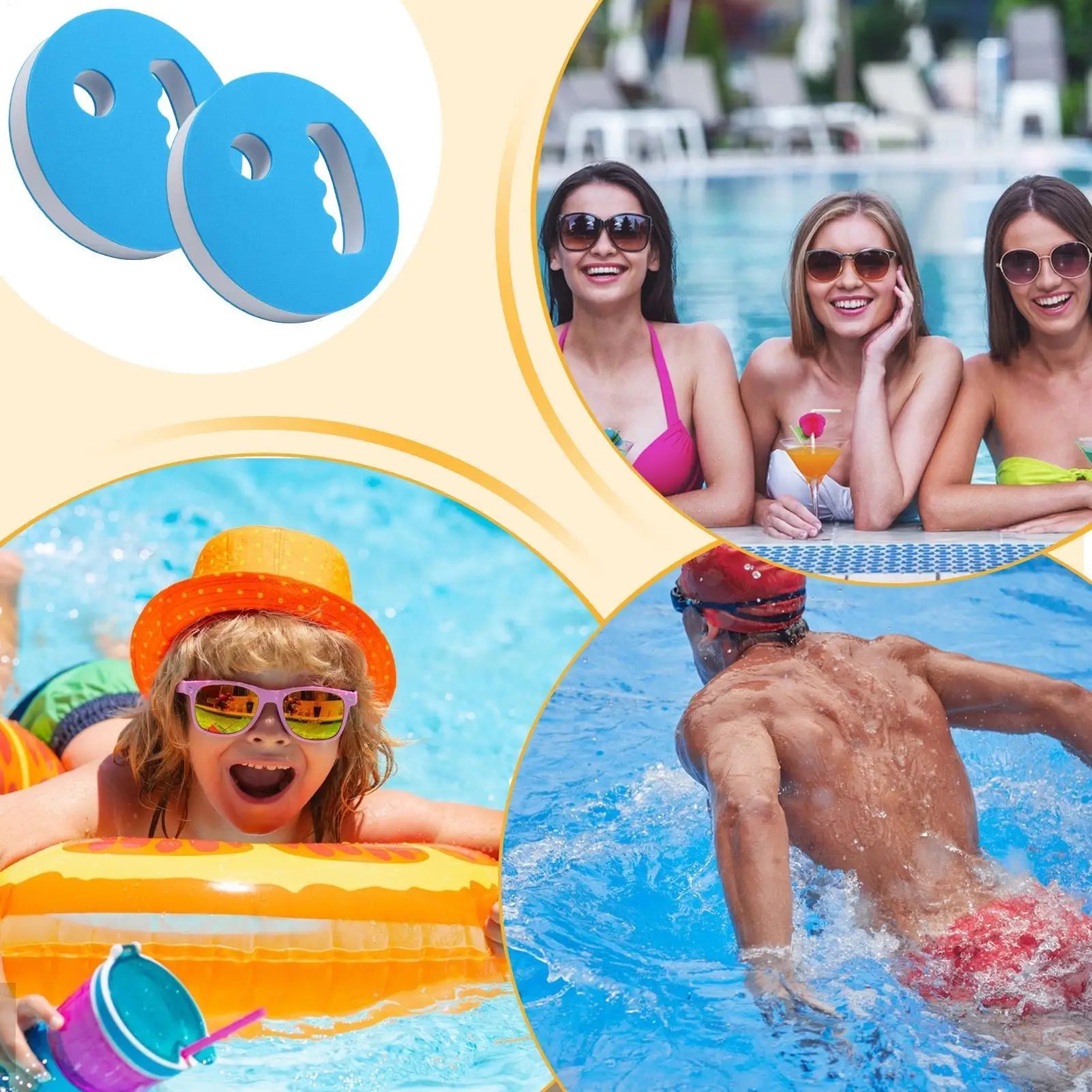 2Pcs Water Exercise Discs Swim Hand Disc Buoyancy Pool Exercise Swim Training Tool EVA Foam Aerobic Equipment Water Paddle Board Oasis Select