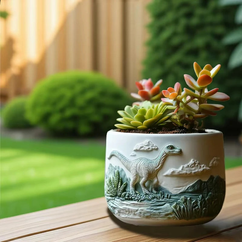 Relief Dinosaur Aromatherapy Candle Cup Silicone Mold DIY Handmade Resin Gypsum Succulent Plant Flowerpot Storage Box Mould Oasis Select