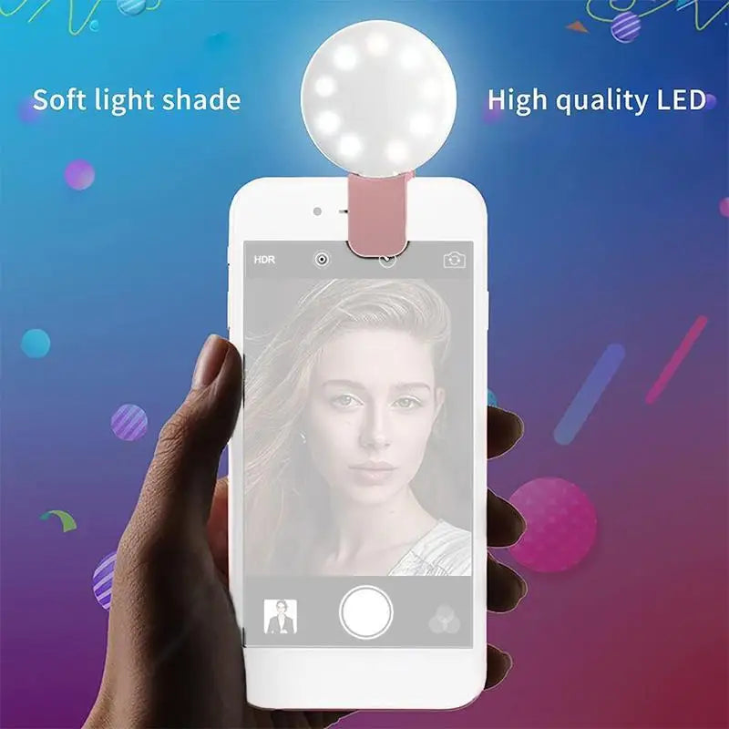 Mobile Phone LED Selfie Ring Light Portable Mini Durable Practical Three Stop Dimming Circle Photography Clip Fill Light Oasis Select