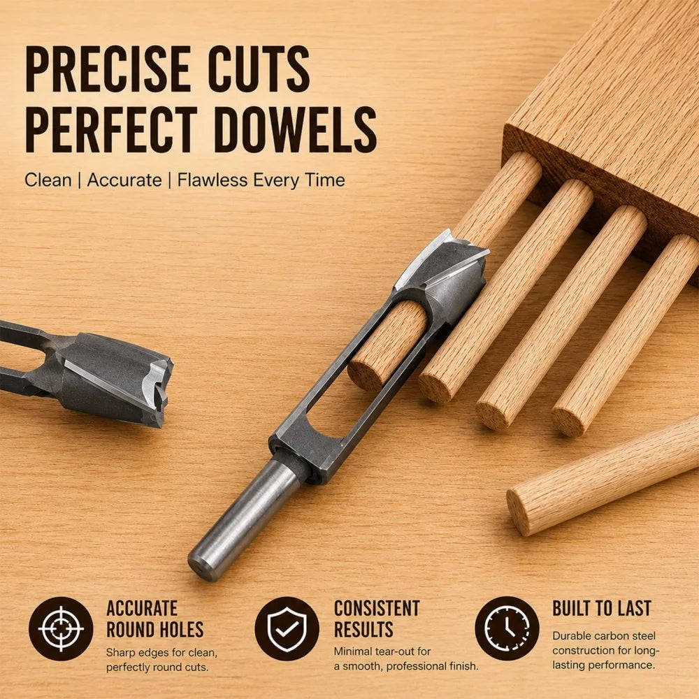 JUSTINLAU Straight And Round Wood Plug Hole Cutter Plug Cutting Drill Take Steel Knife Log Tenon Cork Woodworking Drilling Tools Oasis Select