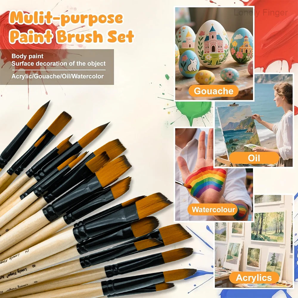 6pcs Paint Brushes Set, Artist Brush for Acrylic Oil Watercolor Gouache Artist Professional Painting with Synthetic Nylon Oasis Select