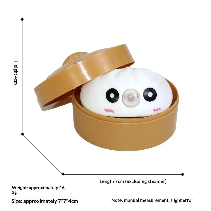 Cute Bubble Blowing Bun with Steamer Dumpling Fidget Toy, Soft Squeeze Stress Relief Toy Gift Oasis Select White
