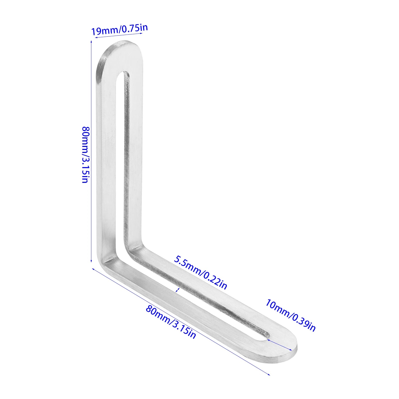 4Pcs 3mm Thick Multi-Size Heavy Duty Furniture Shelf Wall Support ,Silver Stainless Steel 90° Slotted Corner Braces with Screws Oasis Select 19 x 80 x 80mm