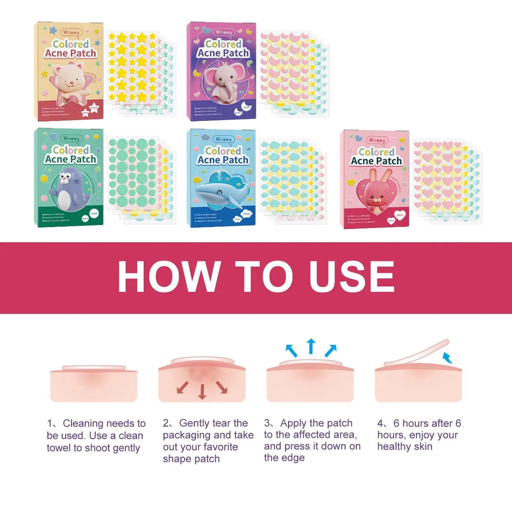 Wiieey Star Acne Patches – Colorful Pimple Stickers 144–288pc Acne Pimple Patch Oasis Select