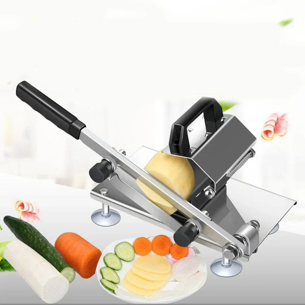 Meat Cutting Machine Stainless Steel Slivery Manual Meat Slicer Adjustable Vegetable Mutton Roll Cutter Tool Kitchen Accessories Oasis Select