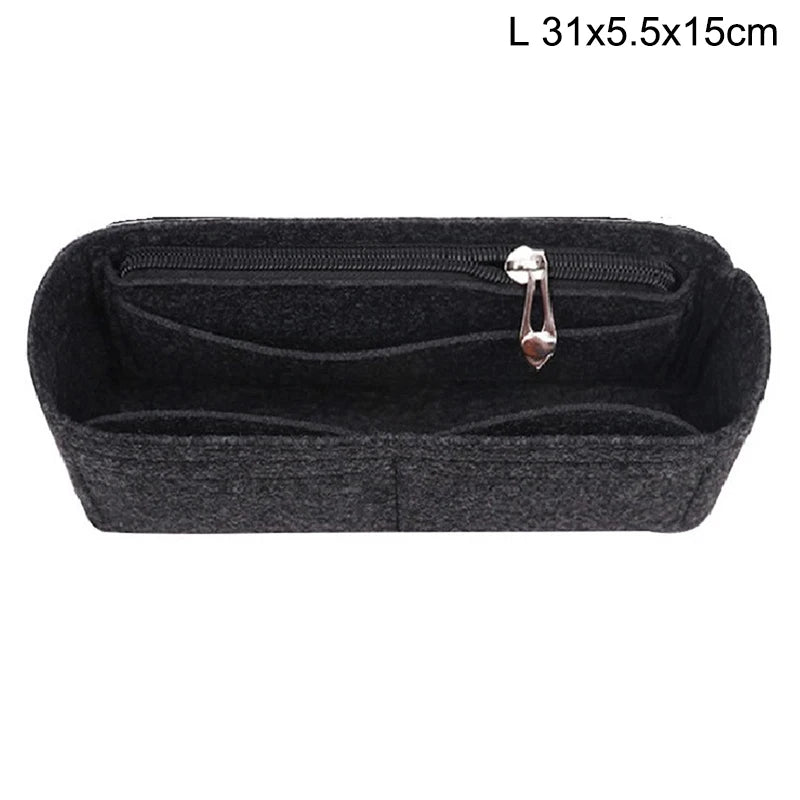 1PC Felt Insert Bag Organizer, Makeup Organizers, Liner Perfect for Brand Women's Handbags For And Cosmetic Bags Oasis Select Black L
