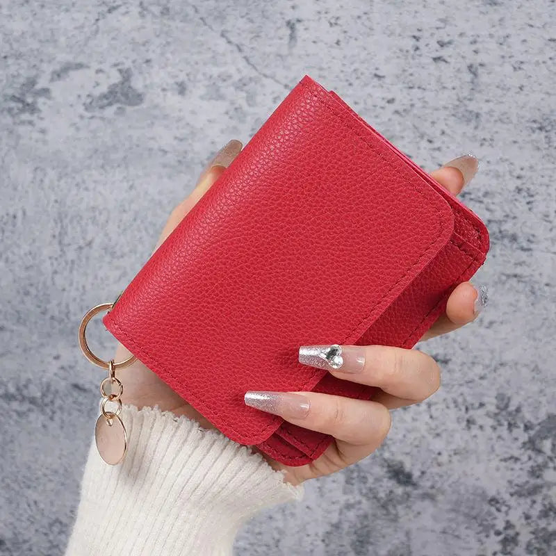 Korean Trifold Women's Wallet – PU Leather Zipper Coin Purse