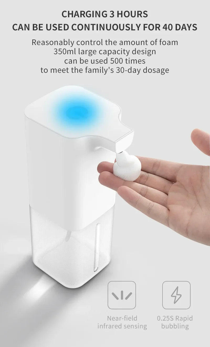 Touchless Automatic Foam Soap Dispenser USB Rechargeable 350ml