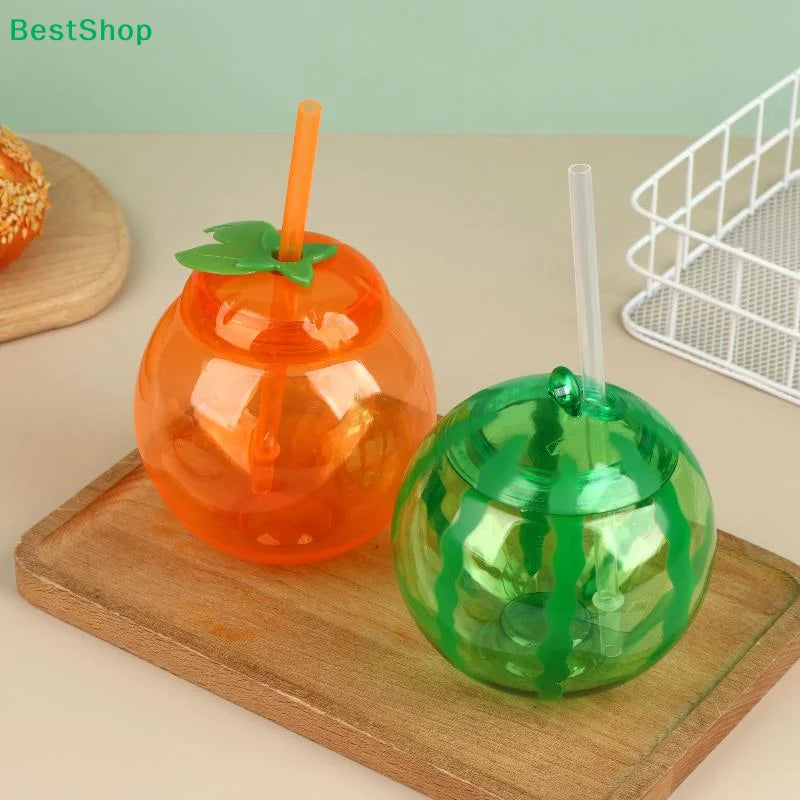 Fruit Shaped Cups with Straw – Orange & Watermelon | 1–3 Pack